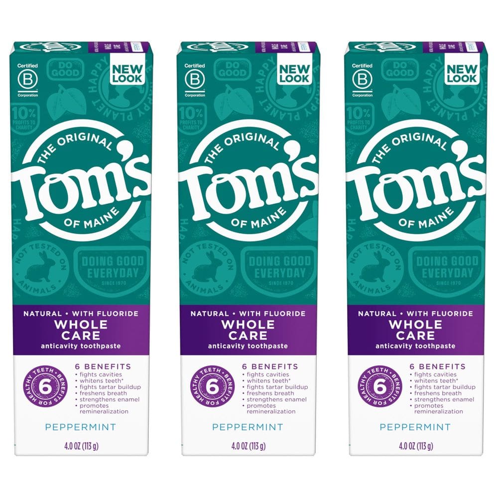 Pasta de dente Tom`s of Maine Whole Care com flúor, 120 ml, pacote com 3