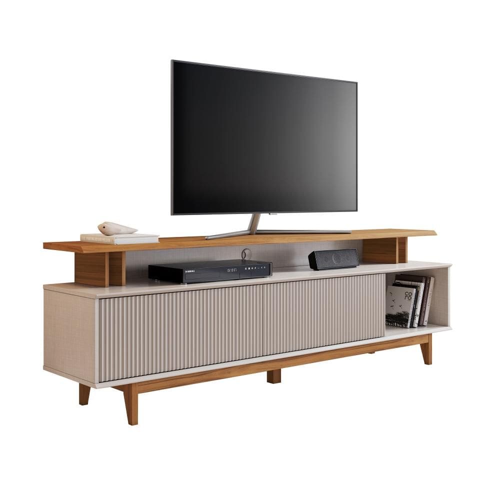 Rack Para Tv Até 75\" NT1385 Ripado Off White/Freijó Notável Móveis