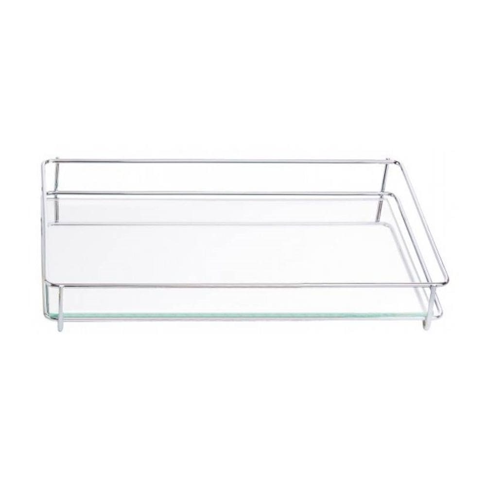 Bandeja espelhada Fence 10 x 20 cm de vidro Hara 1601