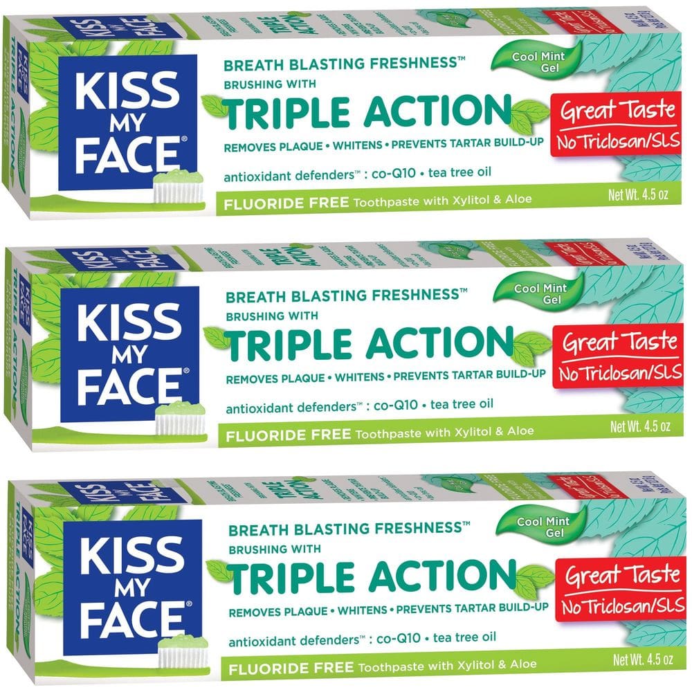 Pasta de dentes Kiss My Face Triple Action Gel 133 ml (pacote com 3)