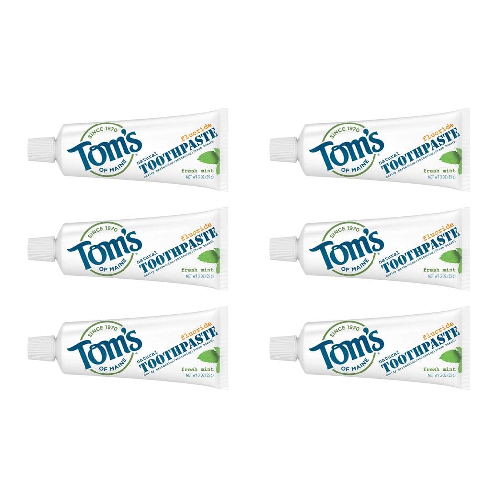 Pasta de dente Tom`s of Maine Fresh Mint 90 ml, pacote com 6 unidades, tamanho de viagem