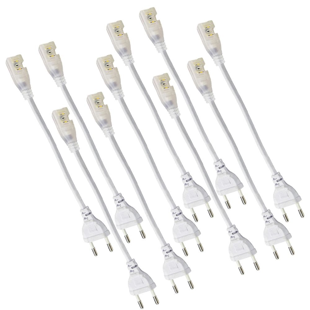 Conector Plug Rabicho Fita de LED 8mm Fonte Kit 10 Unidades Tomada Decoraçao Casa Perfil Sanca Gesso Teto Rebaixado Iluminaçao