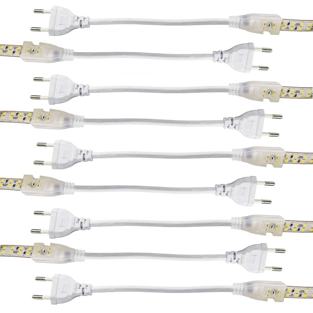 Conector Plug Rabicho para Fita LED 8mm Kit 10 Unidades Fonte Tomada Teto Rebaixando Gesso Sanca Perfil Iluminaçao Casa Loja Decoraçao
