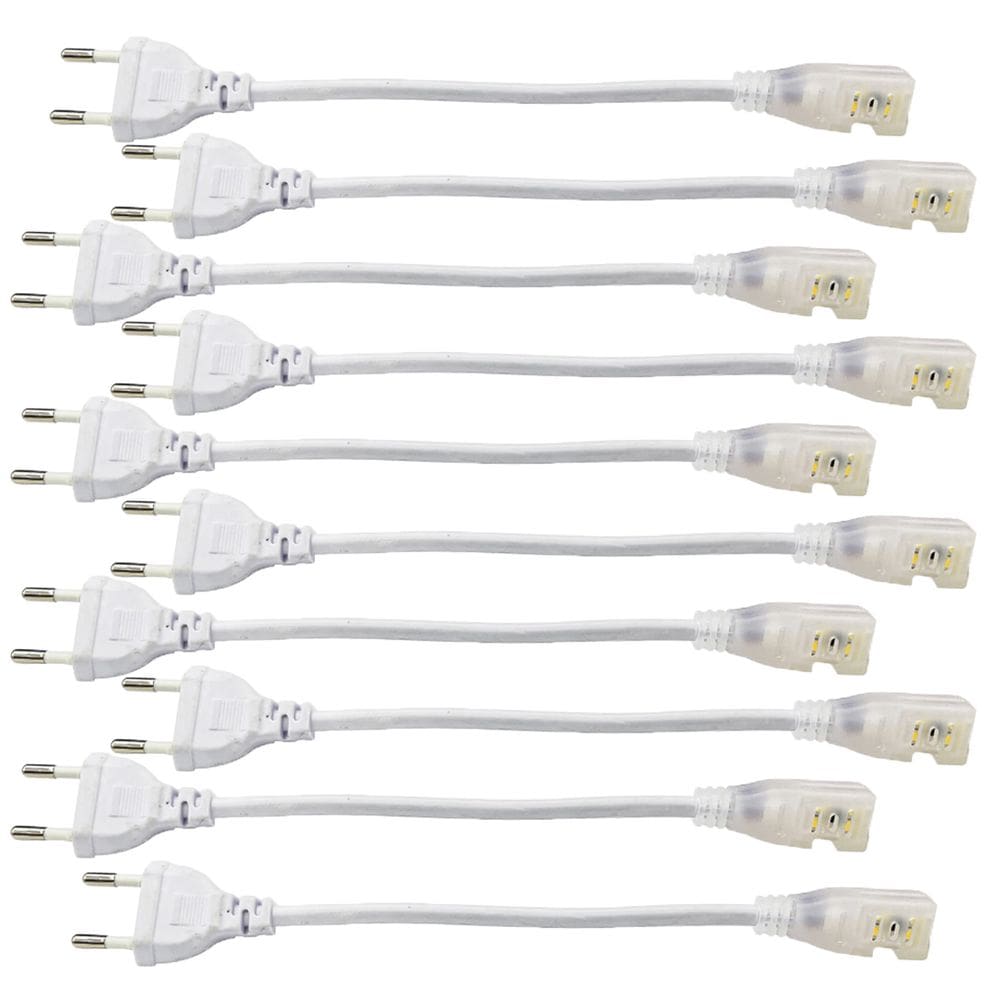 Conector Plug Rabicho para Fita de LED 8mm Kit 10 Unidades Tomada Fonte Perfil Sanca Teto Gesso Iluminaçao Casa Loja Decoraçao