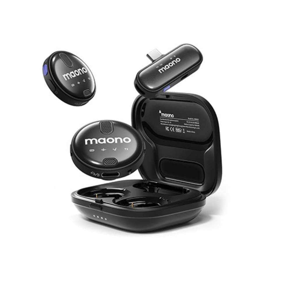 Microfone De Lapela Maono 2 Microfones Sem Fio Cancelamento De Ruído Preto - WM620 PC2
