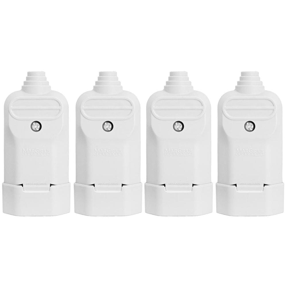 4 Tomada Plug Fêmea Prensa Cabo 3 Pinos Finos 10A Branca