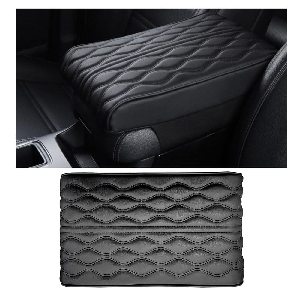 Capa de console central de carro, couro de ziciner, espuma viscoelástica preta