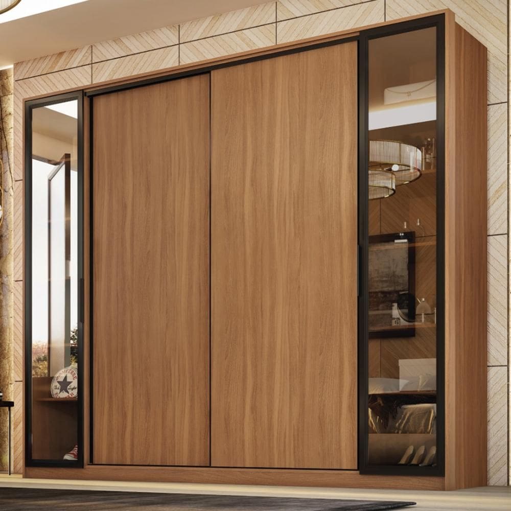 Guarda Roupa Casal 4 Portas Vidro Reflecta e 4 Gavetas Laredo