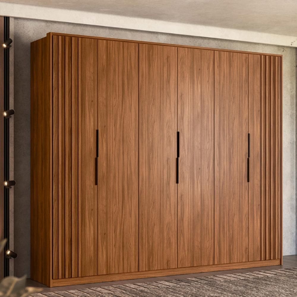 Guarda Roupa Casal 6 Portas Com Ripado e 6 Gavetas Atrice