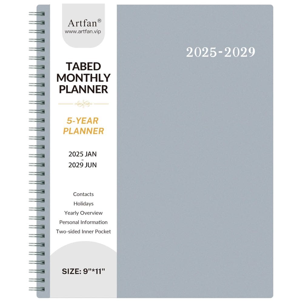 Agenda mensal Artfan 2025-2029 60 meses 23 x 28 cm