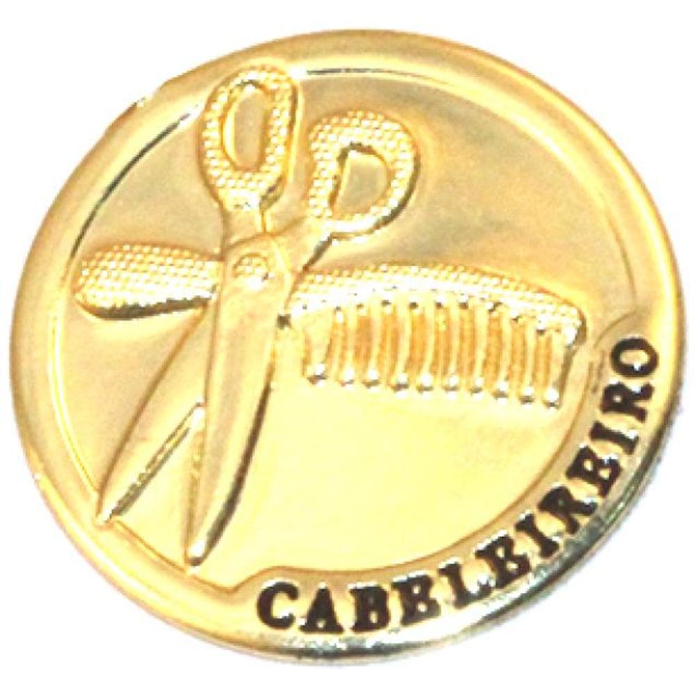 Broche Botton Cabeleireira Tesoura Folheado Ouro 18k