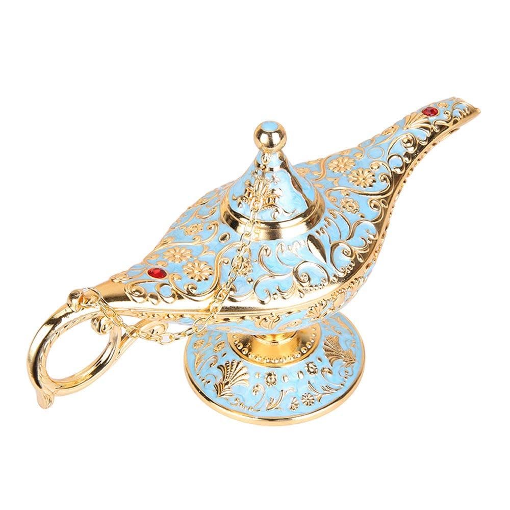 Lâmpada vintage Aladdin Magic Genie Lamp Caixa de joias em liga de zinco leve