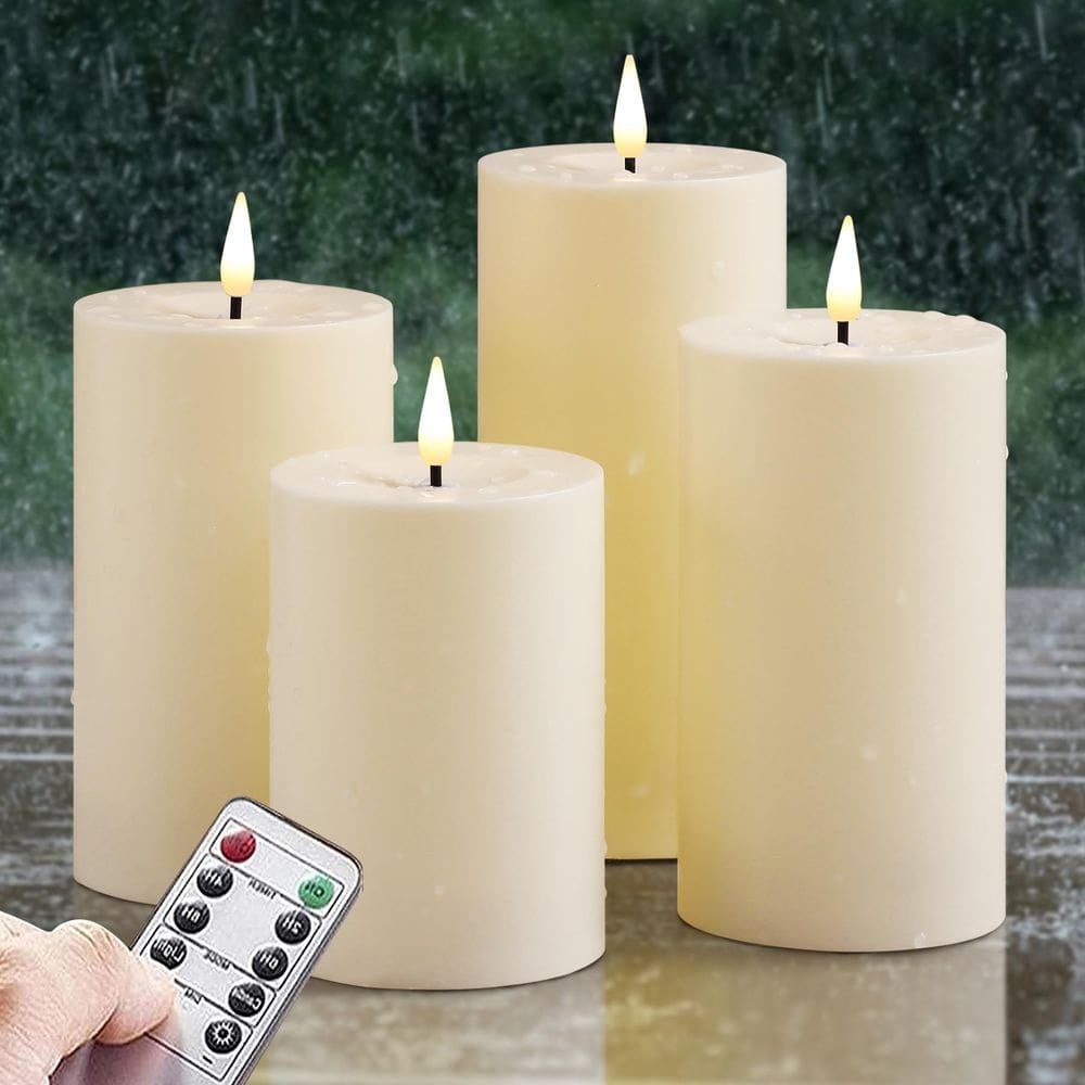 Velas de pilar remoto impermeáveis LED sem chama Zevanor