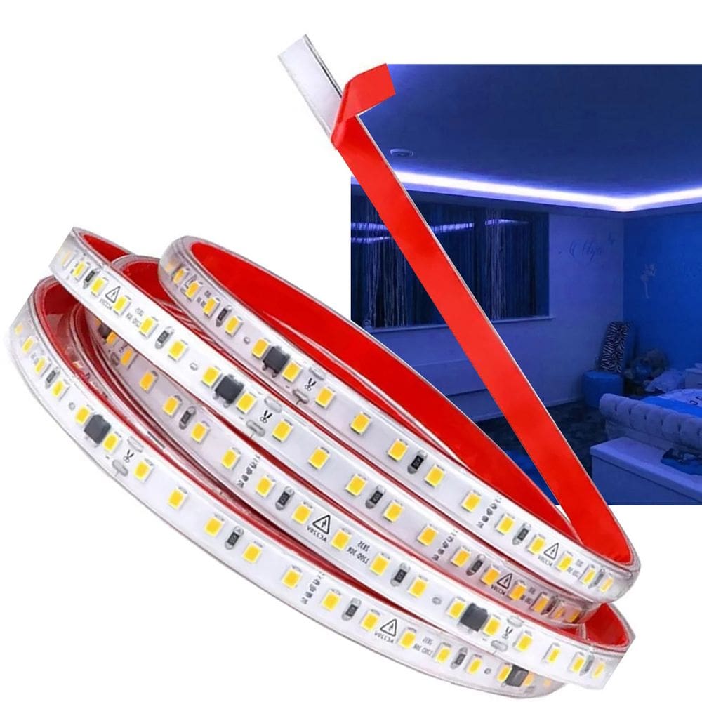 Fita Led SMD Dupla Face Luz Direta Azul 3 Metros Iluminaçao Decoraçao Perfil Sanca Gesso Loja Casa