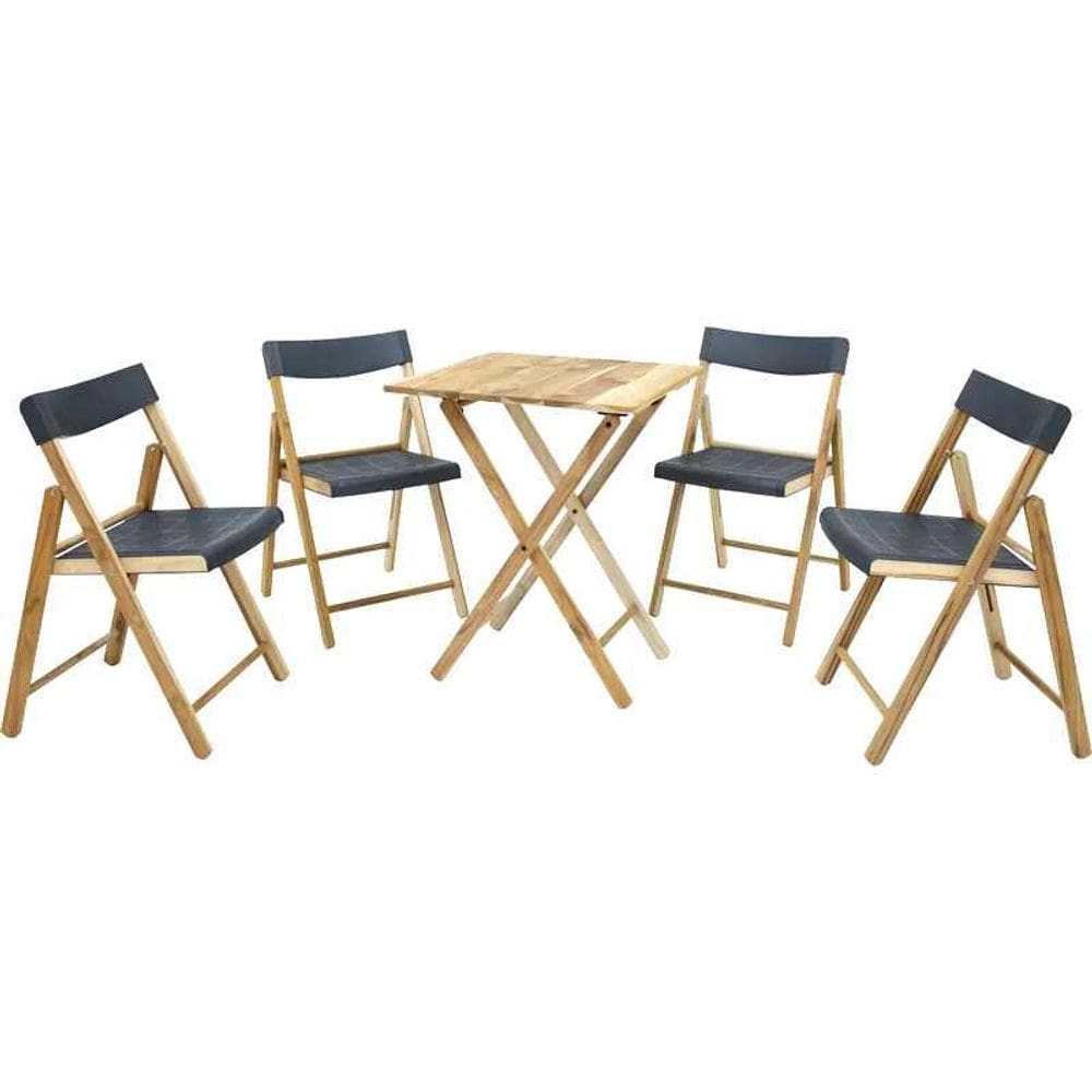 Conjunto 5 Peças Mesa e Cadeiras Dobráveis Potenza Preto - Tramontina