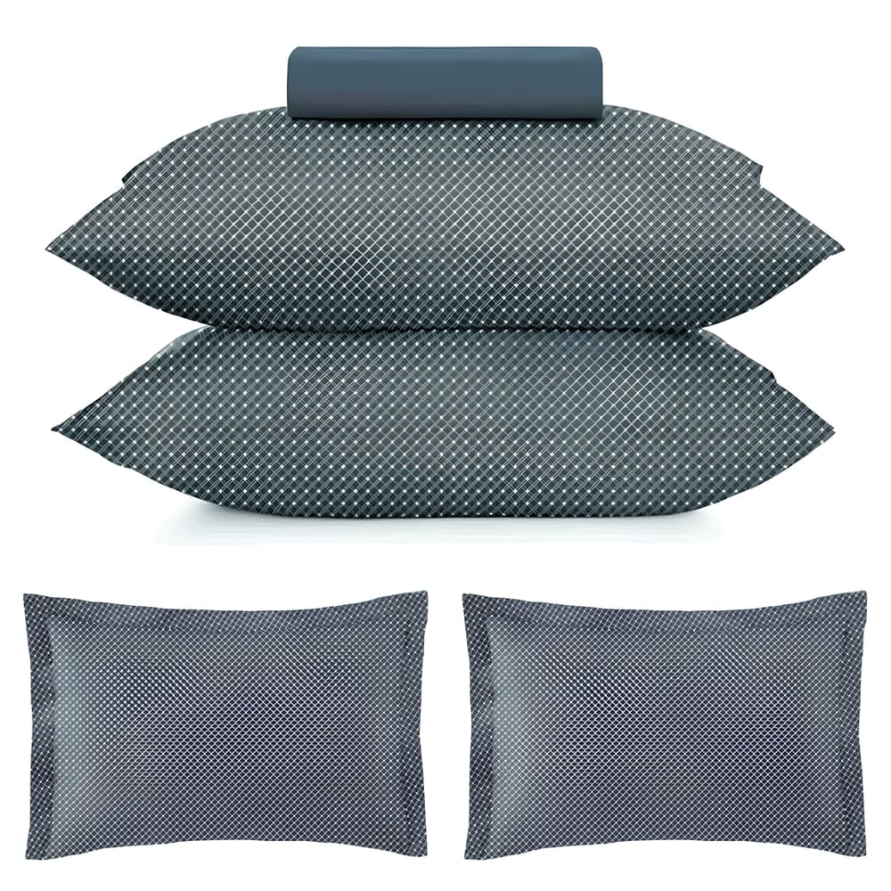 Kit Jogo de Cama Queen 3 Peças e 2 Fronhas Extras Altenburg Toque Acetinado Slim Azul Marinho