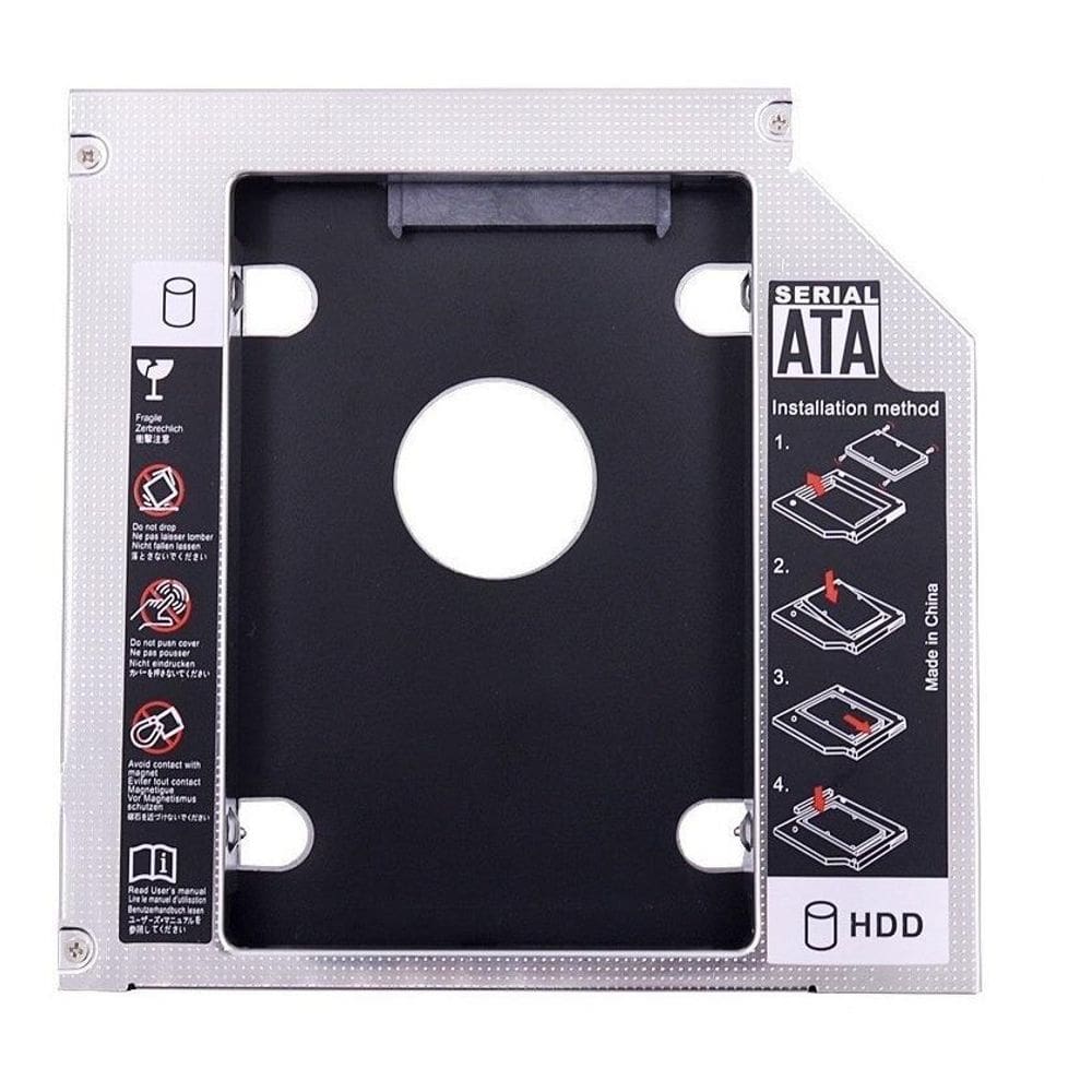 Caddy 9,5mm p/ Notebook - Instalação Fácil - SATA - Alumínio