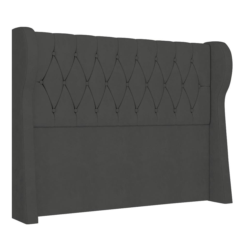 Cabeceira Casal Queen Cama Box 160cm Malva I02 Veludo Chumbo - Mpozenato