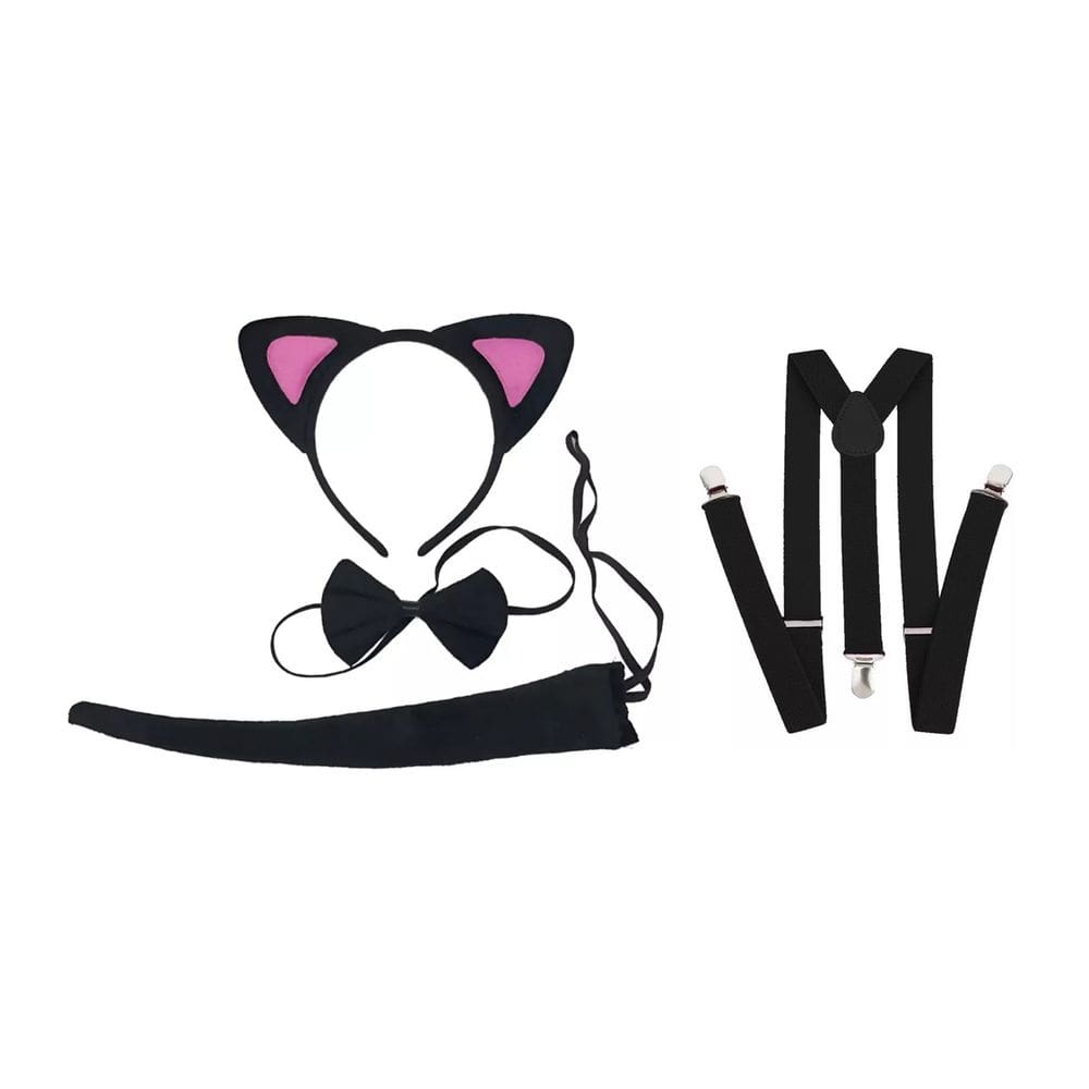 Fantasia Gatinha Gato Preto Carnaval Halloween - 4Pçs