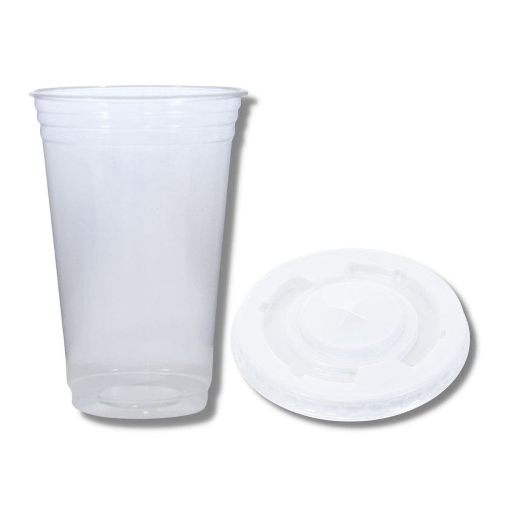 Kit C/ 100 Un. De Copo Plastico Liso 440 Ml. 100 Un. De Tampa C/ Furo P/ Copos 440 E 550 Ml.