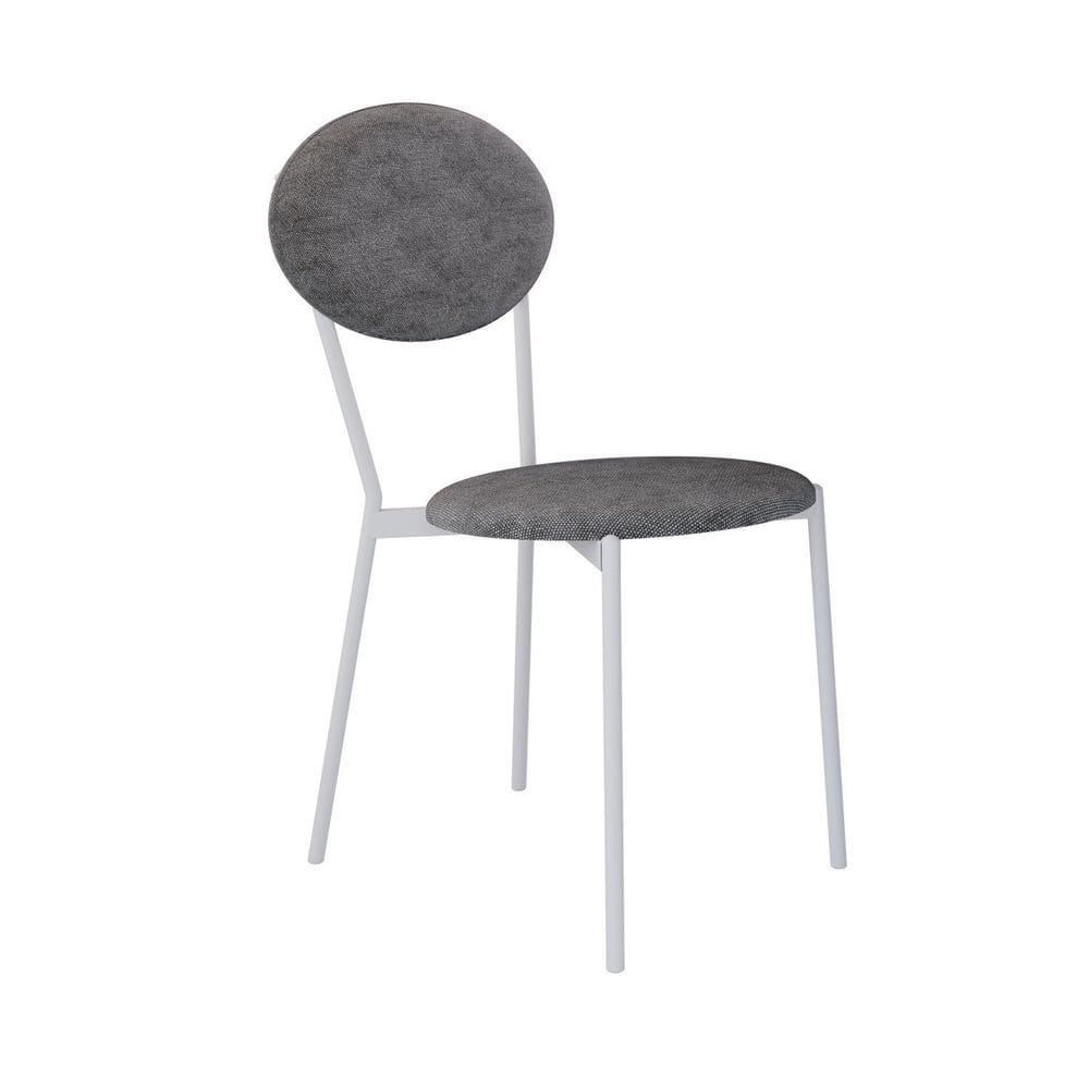 Cadeira Fixa Estofada Vintage Elipse Névoa Prata/Branco Fosco
