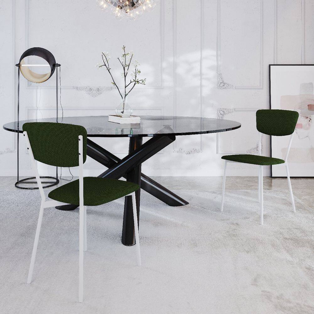 Cadeira Fixa Estofada Vintage Retrô com 2 Unidades Verde /Branco