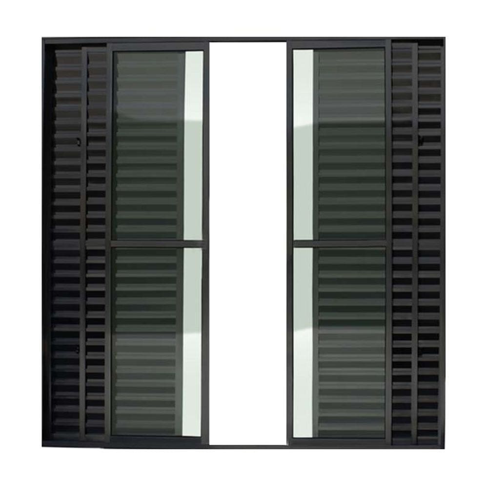 Porta balcão 6 folhas 2,10x1,50 com fechadura no alumínio preto