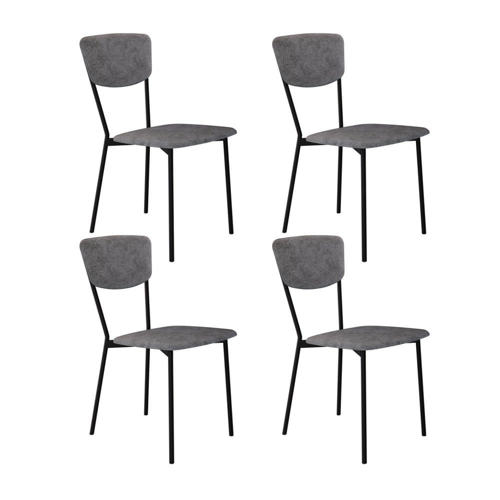 Cadeira Fixa Estofada Vintage Retrô com 4 Unidades Prata /Preto
