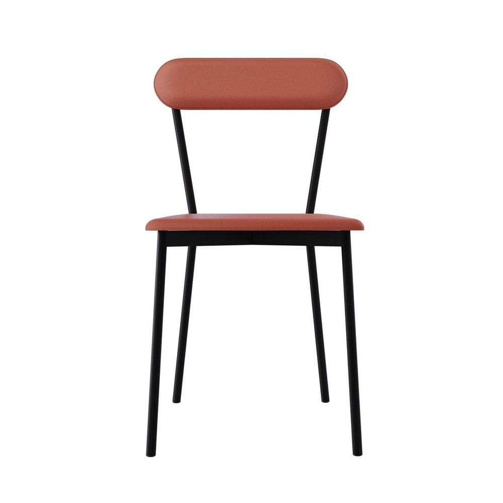 Cadeira Fixa Estofada Vintage Emília com 2 unidades Terra/Preto