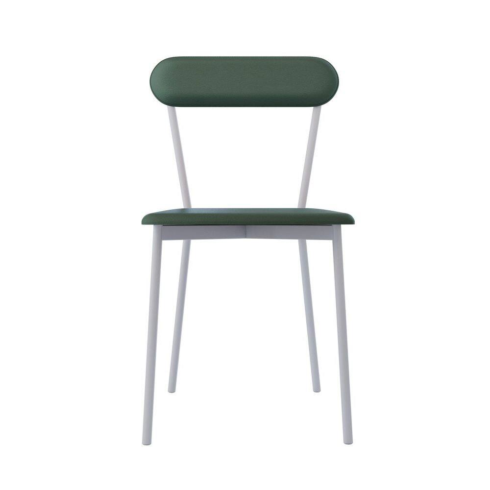 Cadeira Fixa Estofada Vintage Emília com 2 unidades Verde/Branco
