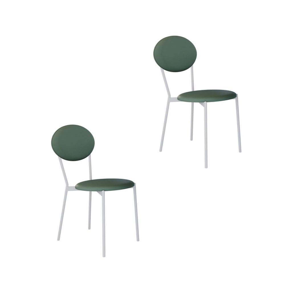 Cadeira Fixa Estofada Vintage Elipse com 2 Unidades Urano Verde Sálvia/Branco Fosco