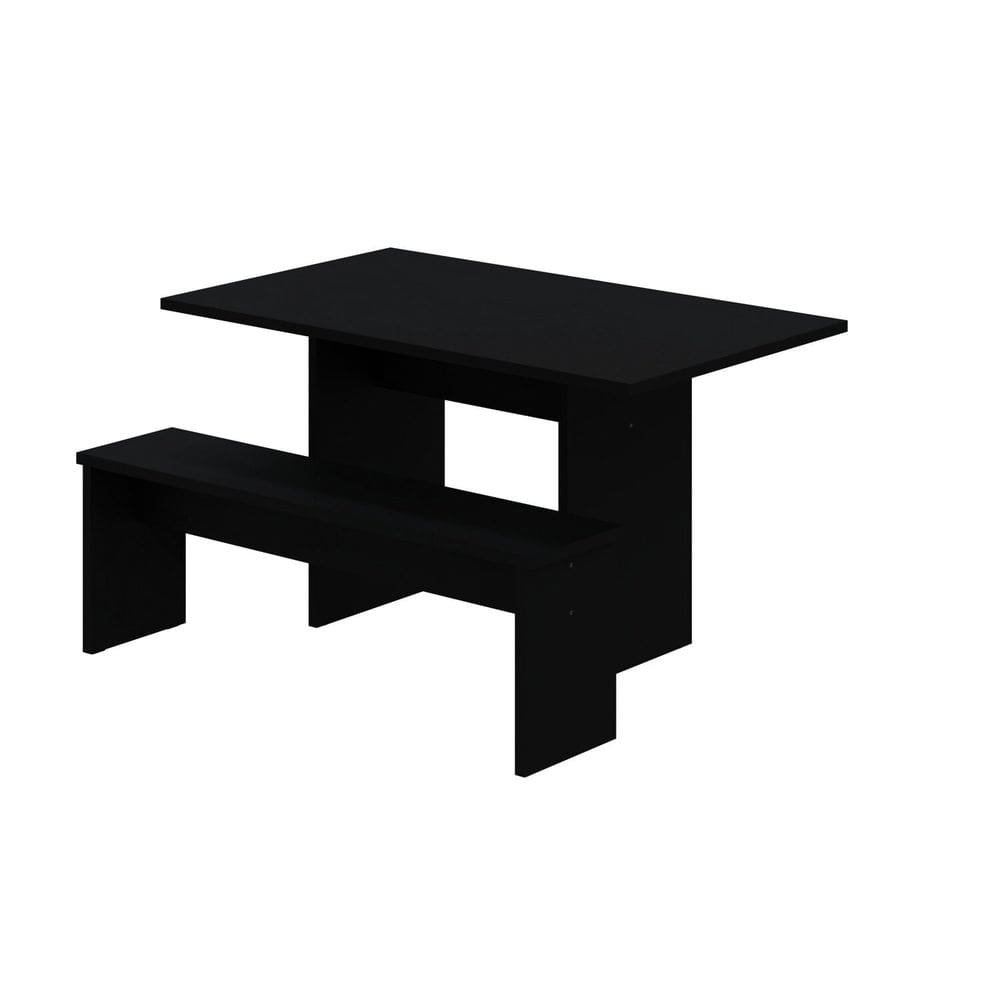 Mesa de Jantar 200x80x74cm 2,5cm com 1 Banco Essence Preto
