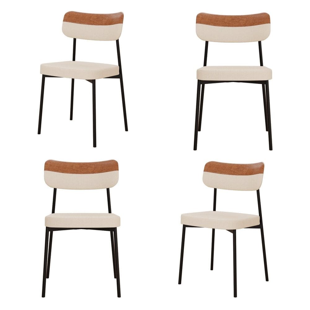 Kit com 4 Cadeiras para Sala de Jantar Mona Yescasa Areia Corriente/Caramelo
