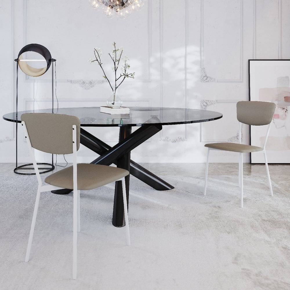Cadeira Fixa Estofada Vintage Retrô com 2 Unidades Cinza/Branco Fosco
