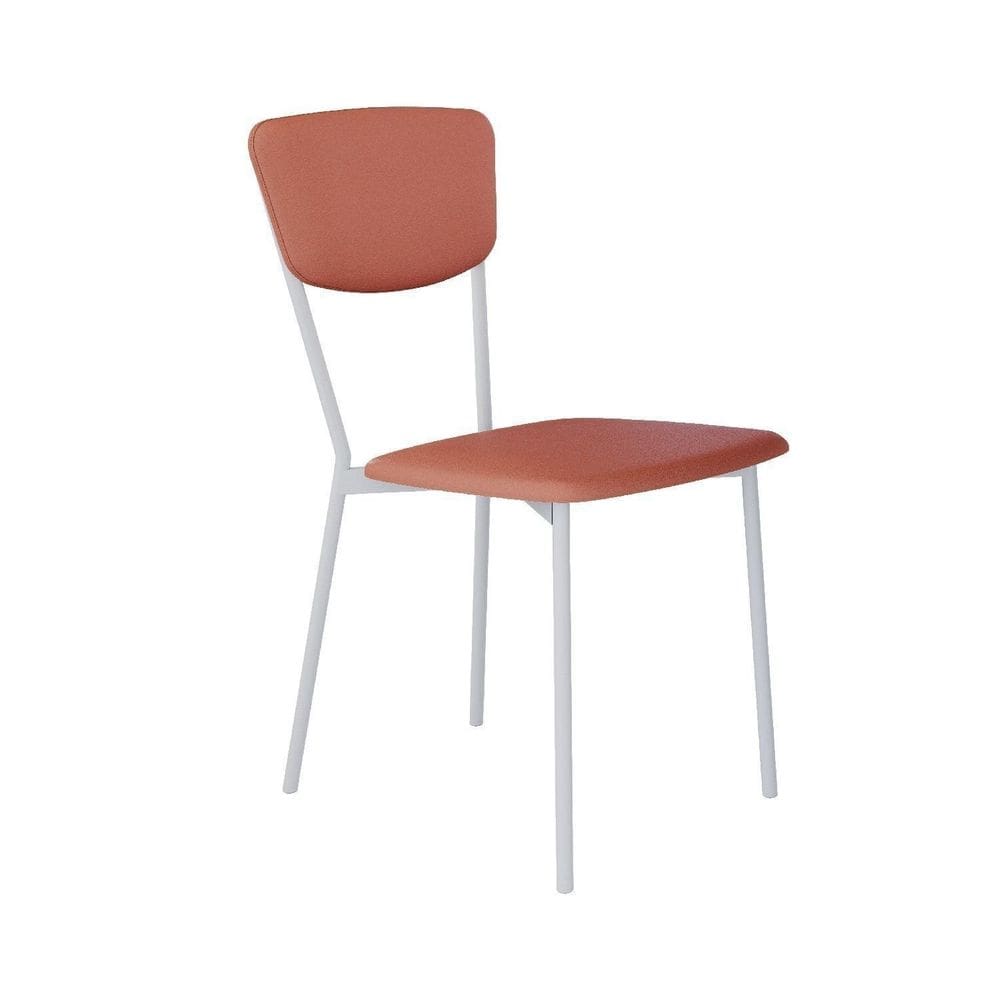 Cadeira Fixa Estofada Vintage Retrô Terra/Branco