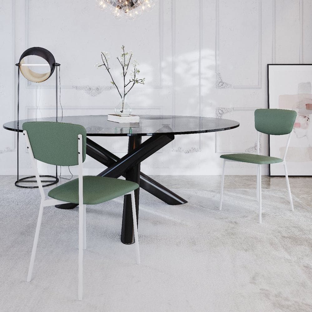Cadeira Fixa Estofada Vintage Retrô com 2 Unidades Verde /Branco