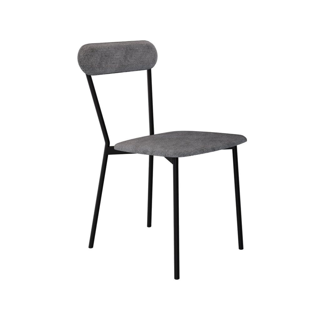 Cadeira Fixa Estofada Vintage Emília Prata/Preto