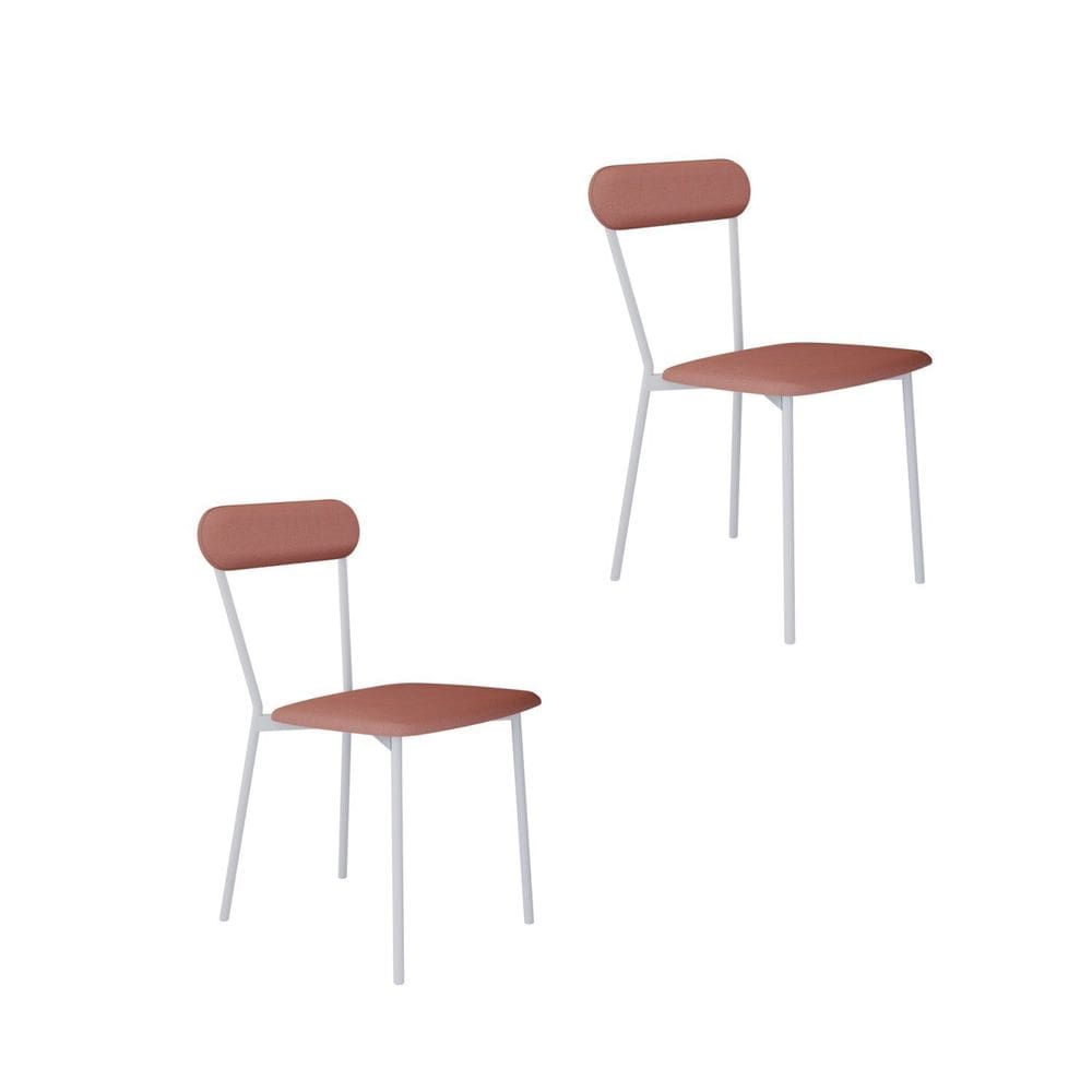 Cadeira Fixa Estofada Vintage Emília com 2 Unidades Tulipa Rosê/Branco Fosco