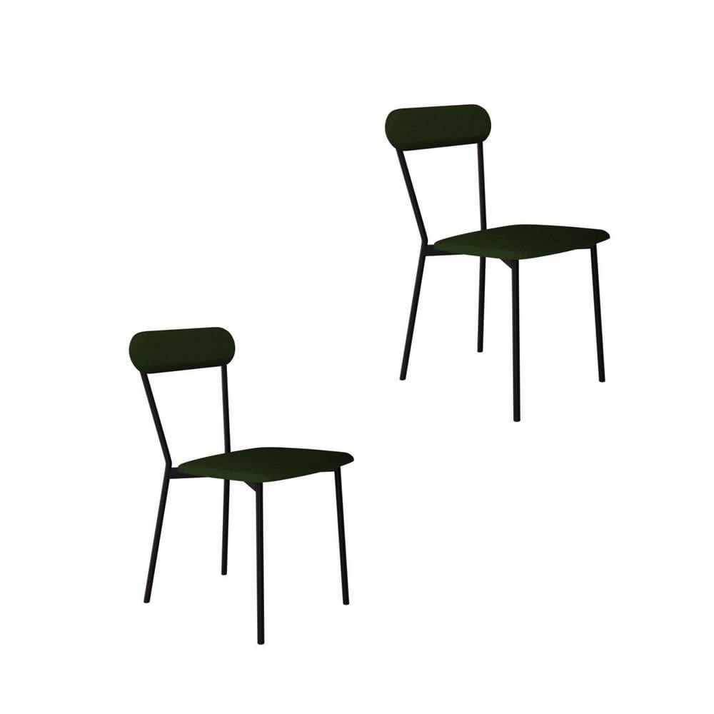 Cadeira Fixa Estofada Vintage Emília com 2 unidades Verde Musgo