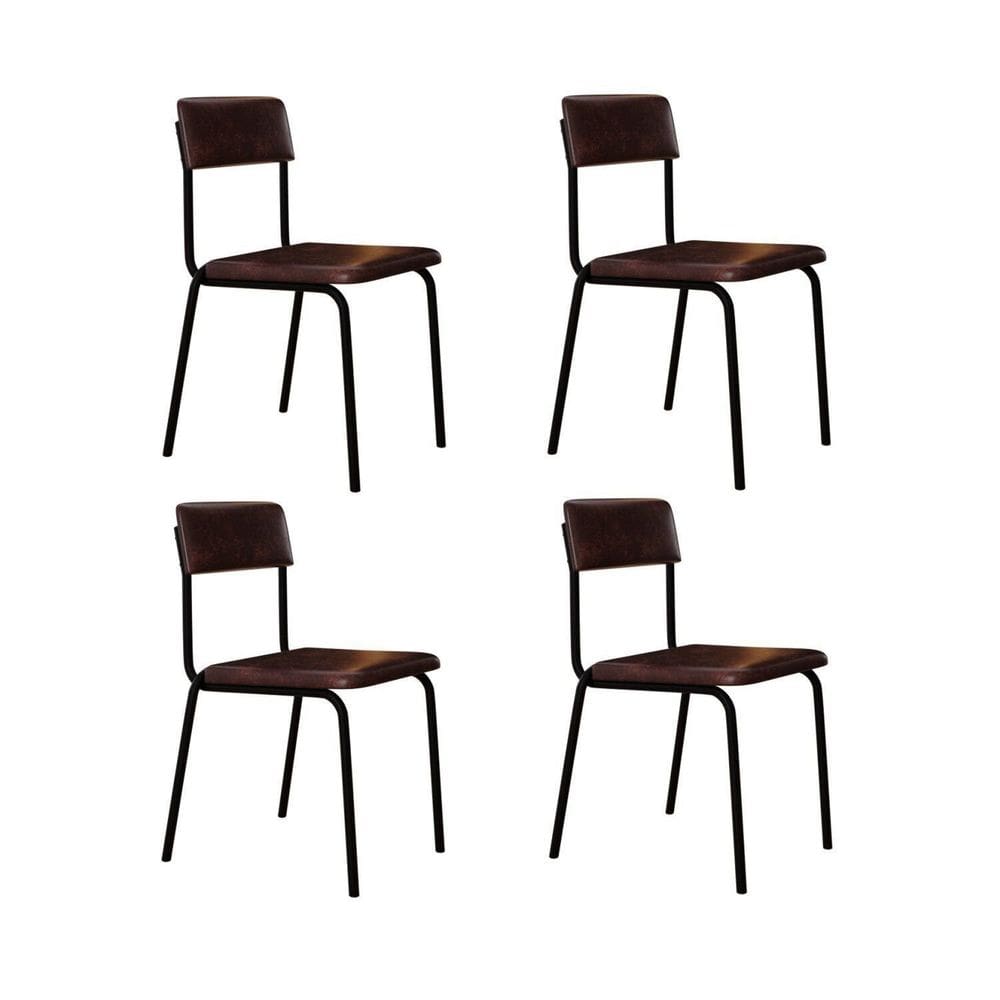 Conjunto 4 Cadeiras Estofadas Fixa Empilhável Fit Café / Preto Fosco