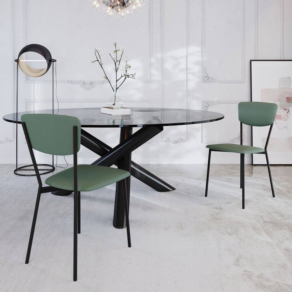 Cadeira Fixa Estofada Vintage Retrô com 2 Unidades Verde