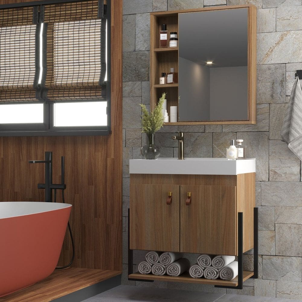 Conjunto Balcão para Banheiro com Espelheira Maré Noce