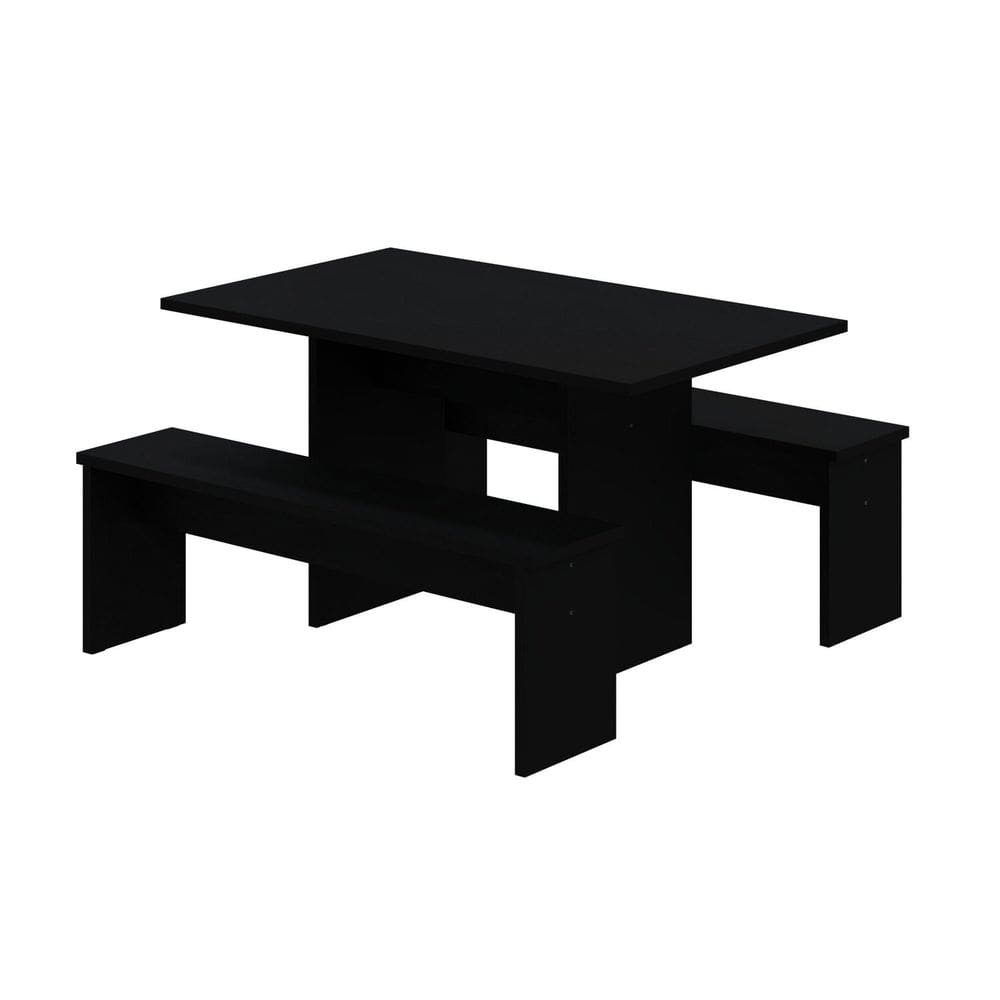 Mesa de Jantar 135x80x74cm 2,5cm com 1 Banco Essence Preto