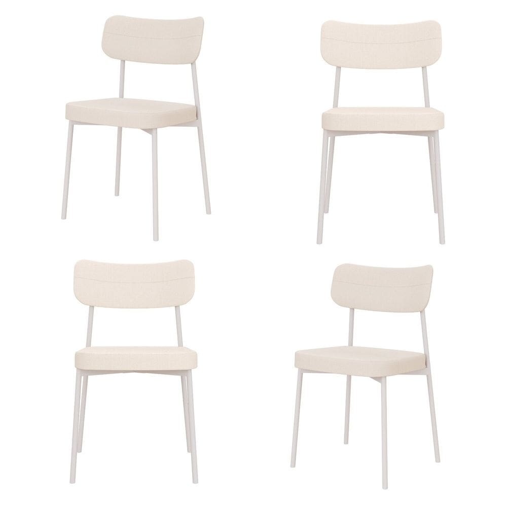 Kit com 4 Cadeiras para Sala de Jantar Mona Yescasa Palha Corriente/Branco