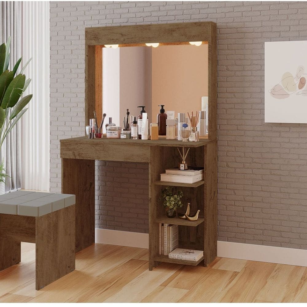 Penteadeira Camarim Eliza 1 Gaveta -150cm x 92cm Canela