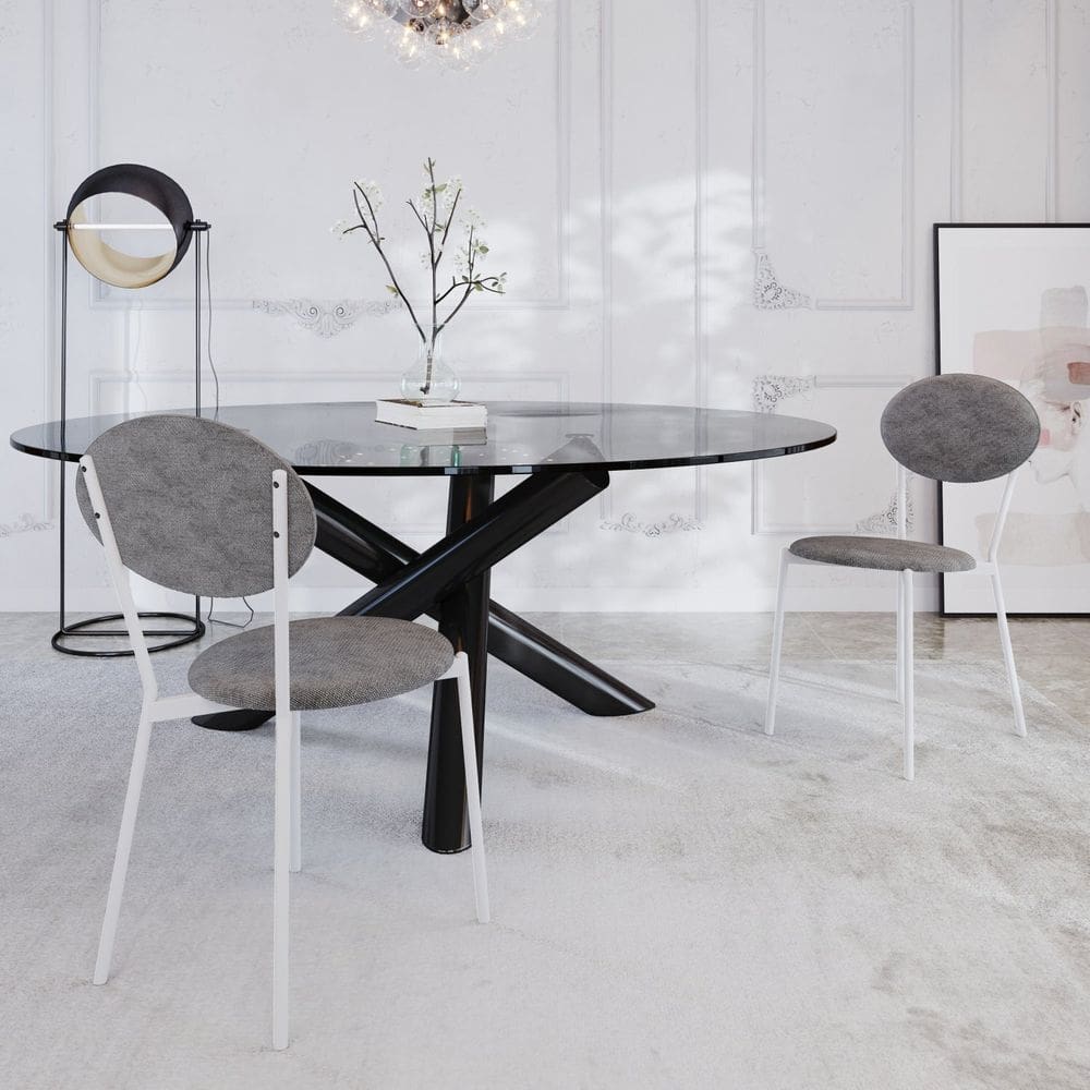 Cadeira Fixa Estofada Vintage Elipse com 2 unidades Prata /Branco Fosco
