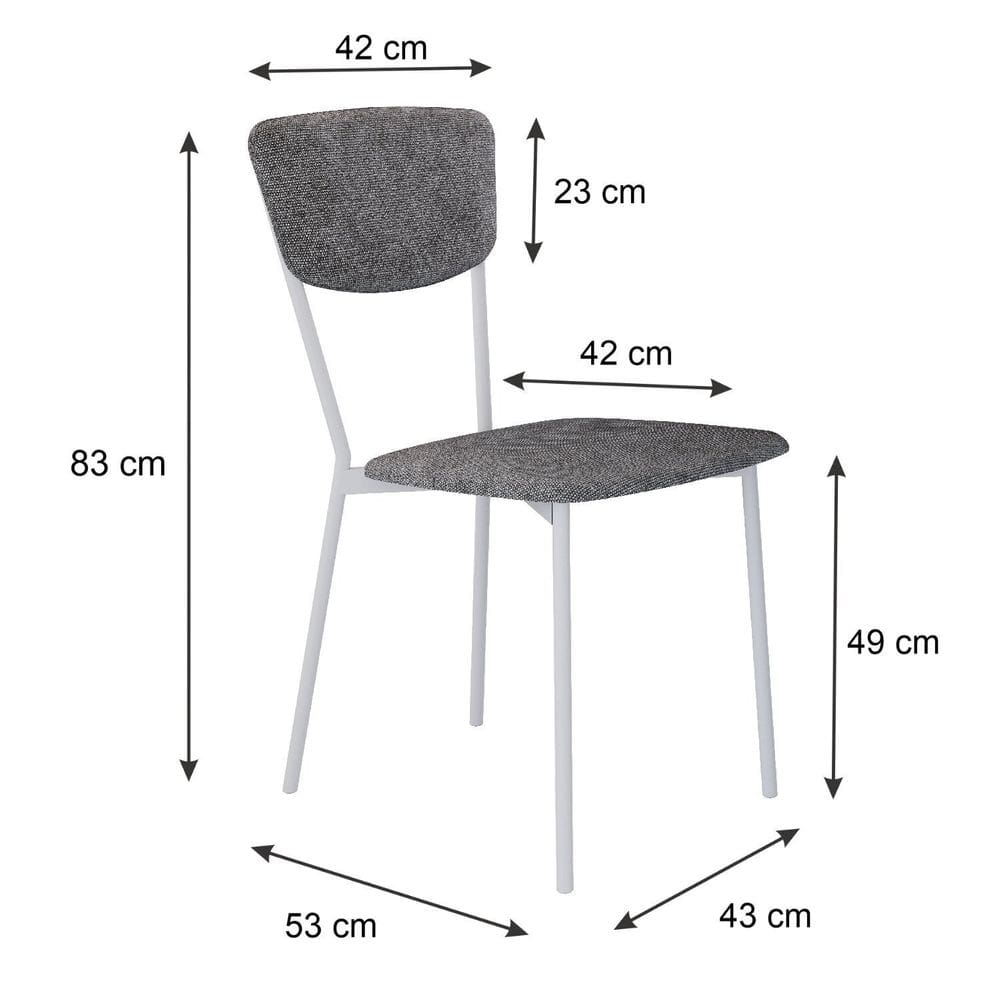 Cadeira Fixa Estofada Vintage Retrô com 2 unidades Prata/Preto