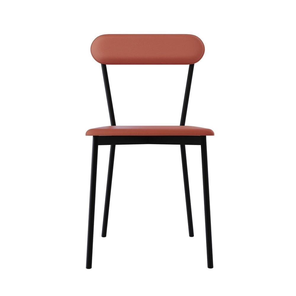 Cadeira Fixa Estofada Vintage Emília com 4 unidades Terra/Preto