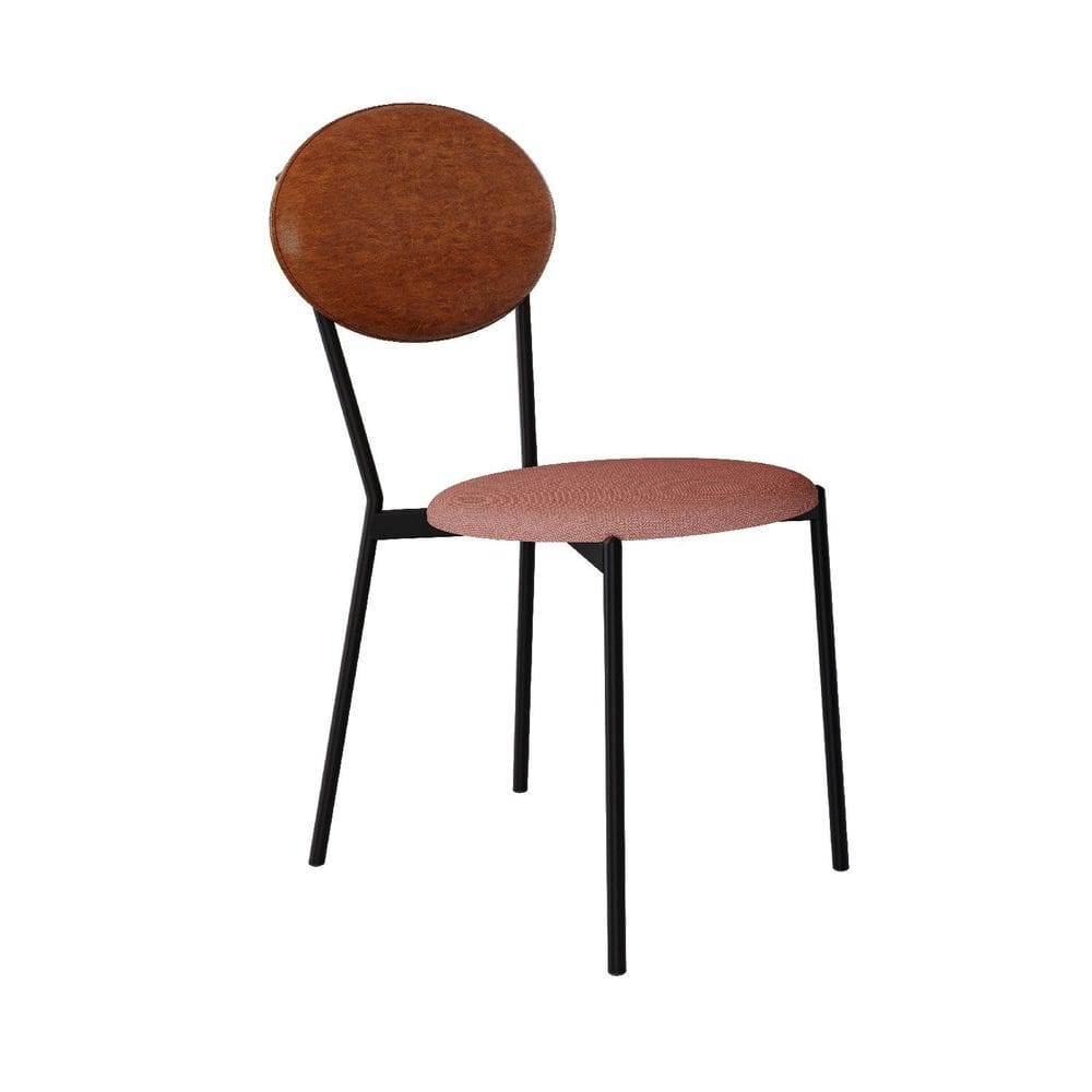 Cadeira Fixa Estofada Vintage Elipse Tulipa Rosê/Caramelo/Preto Fosco
