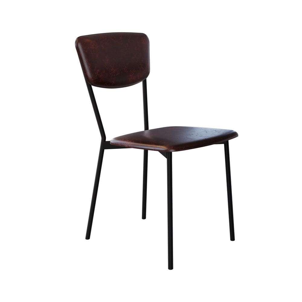 Cadeira Fixa Estofada Vintage Retrô Café/Preto Fosco